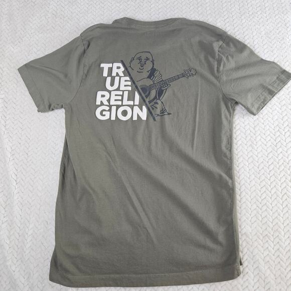 True Religion Men's Olive Green Logo Tee - Casual & Comfortable - Size Medium - Picture 3 of 5